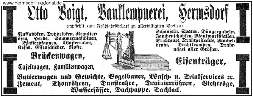 Anzeige von Otto Voigt vom 10.04.1901 im "Eisenberger Nachrichtsblatt"